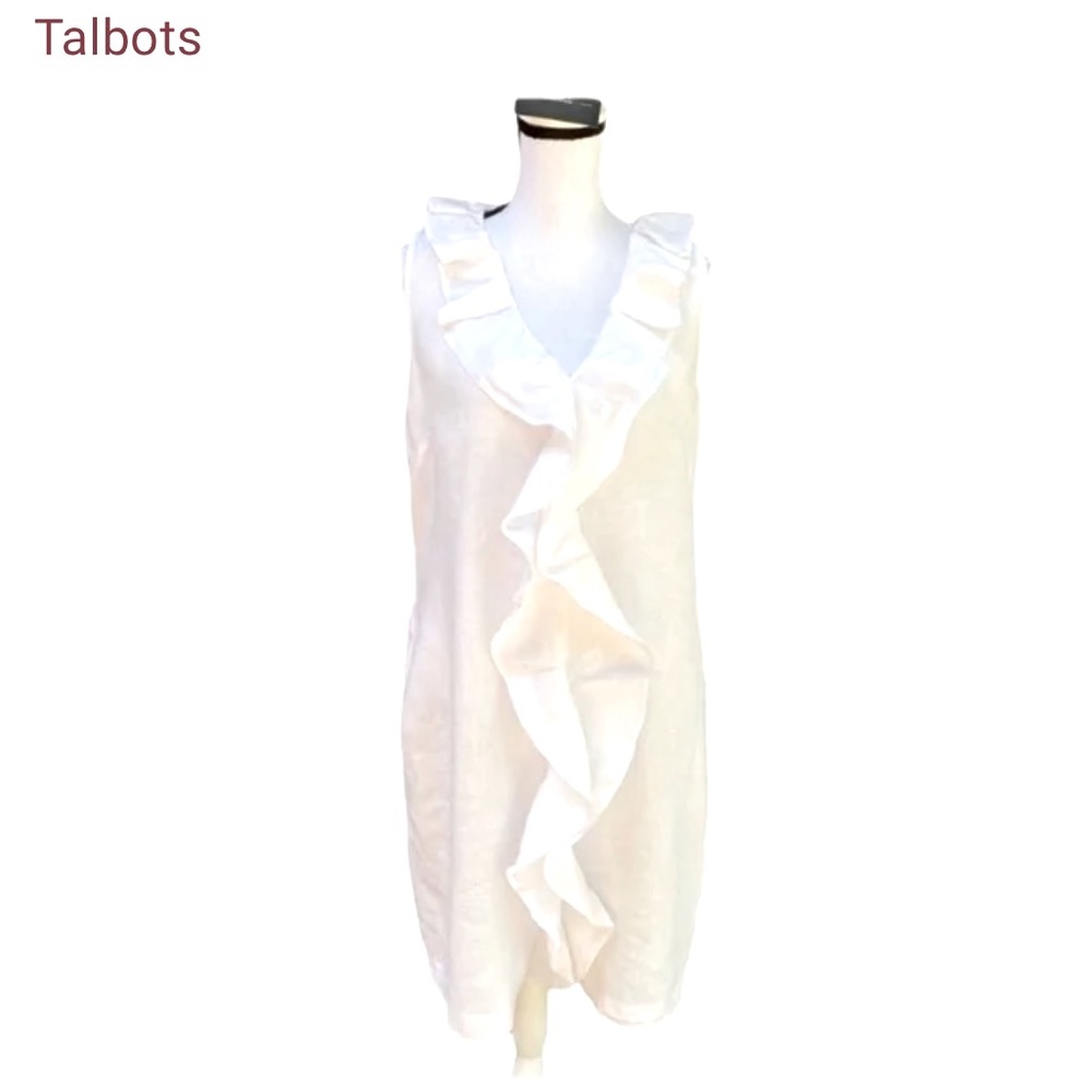 Talbots linen dress bright white size 10